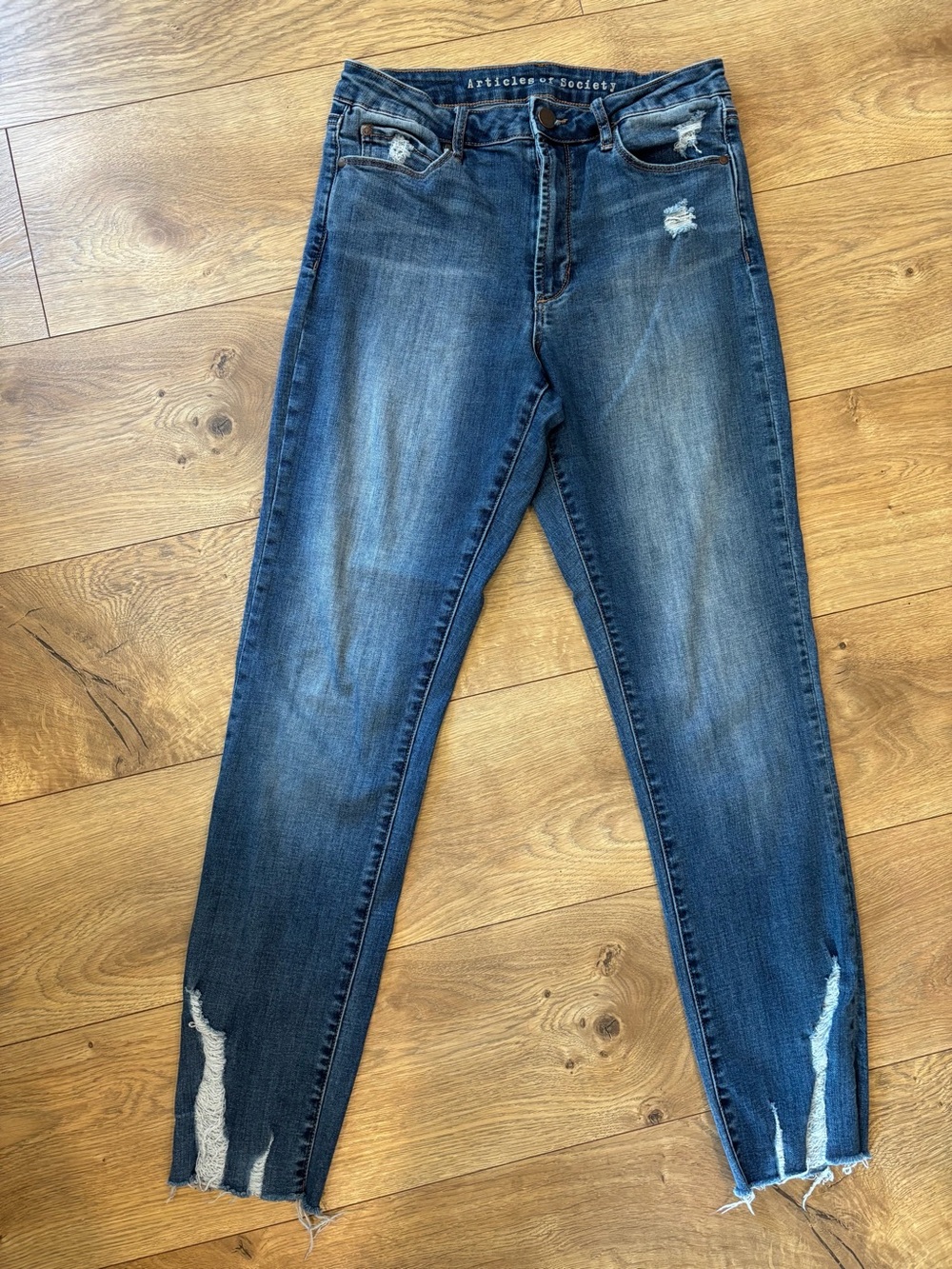 Articles of Society Dark Blue Skinny Jeans with Distressed Hem